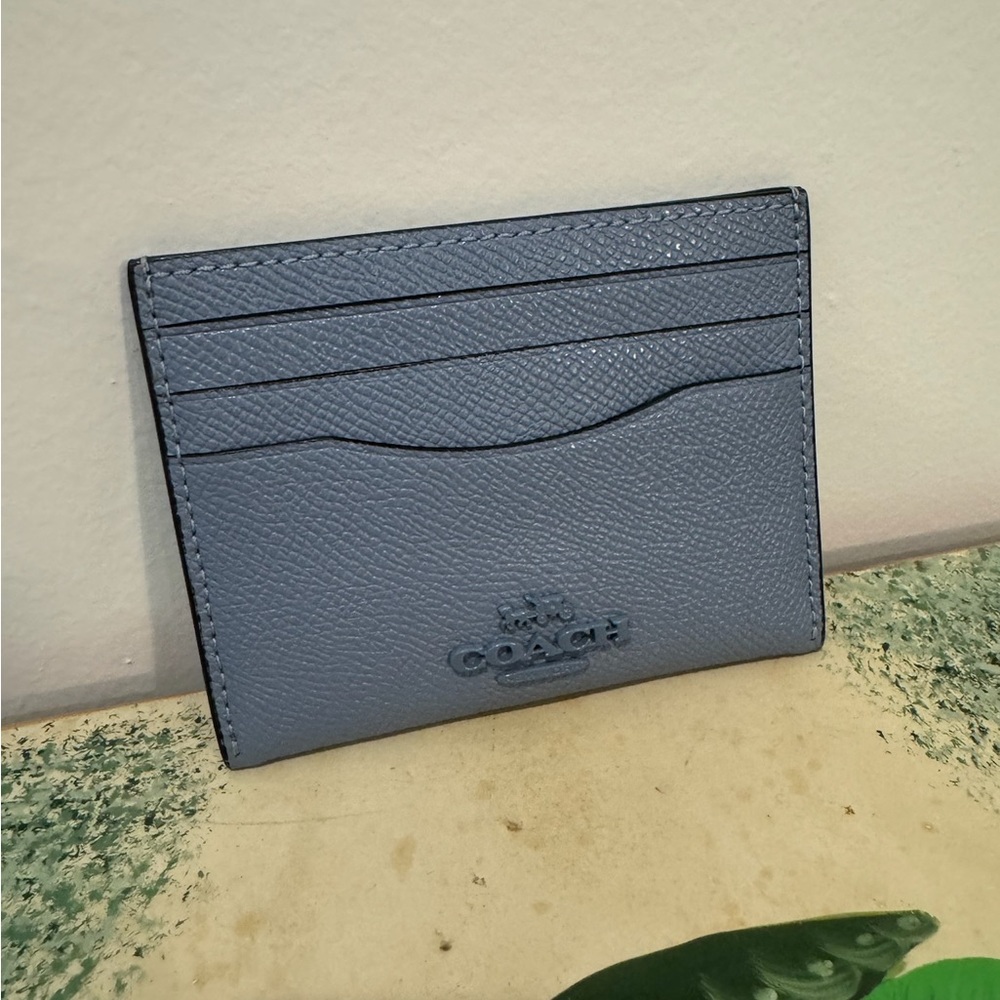 Coach Slate Blue Leather Card Case